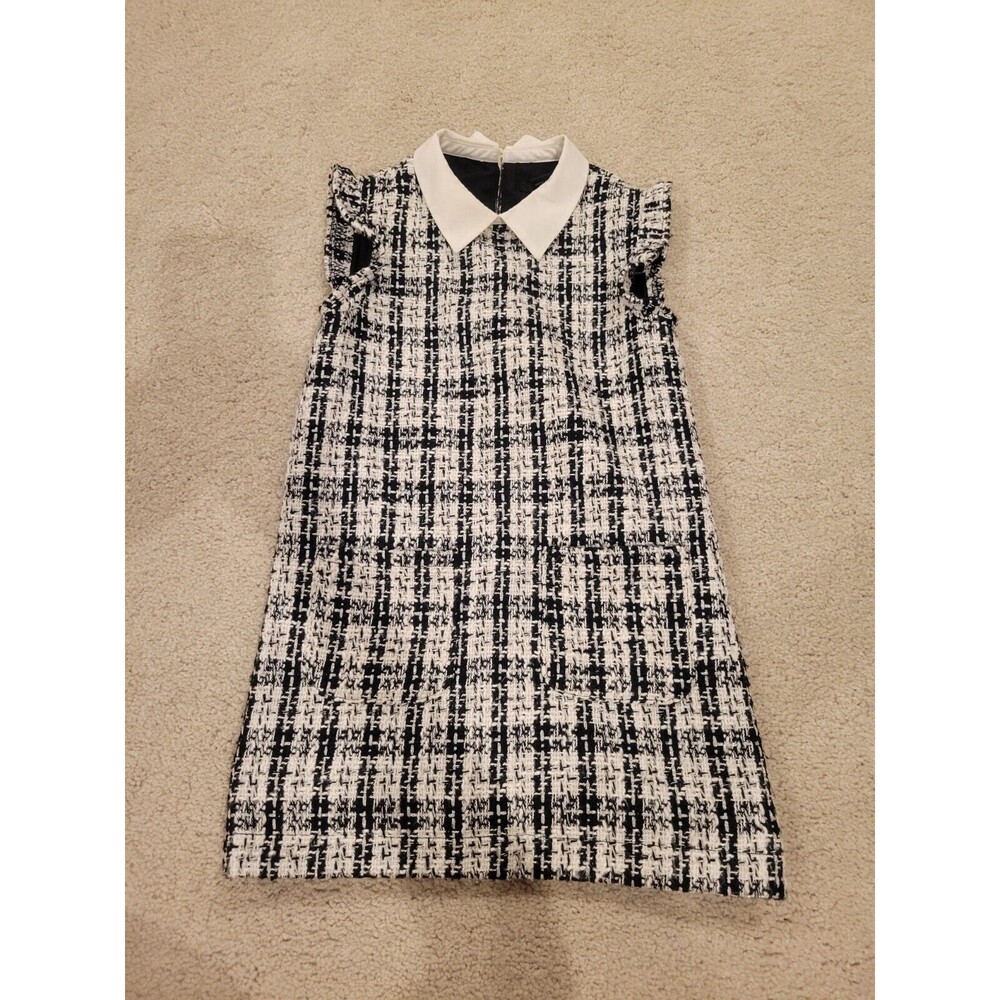 Forever 21 Girls Black white Tweed Sleeveless Wool Blend Dress Metallic size 5/6